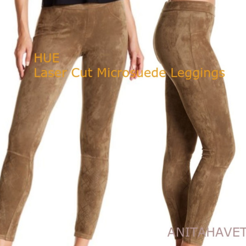 HUE Laser Cut Microsuede Leggings